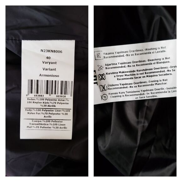 Nocturne Oversized Puffer Jacket Coat Faux Fur Collar Ombre Lined Women Large - Picture 15 of 16